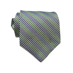 BROOKS BROTHERS SEERSUCKER Blue Green Striped Silk Blend Tie Italian Fabric USA